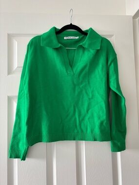 Franklin + Daysi Green Collared V-Neck Sweater
